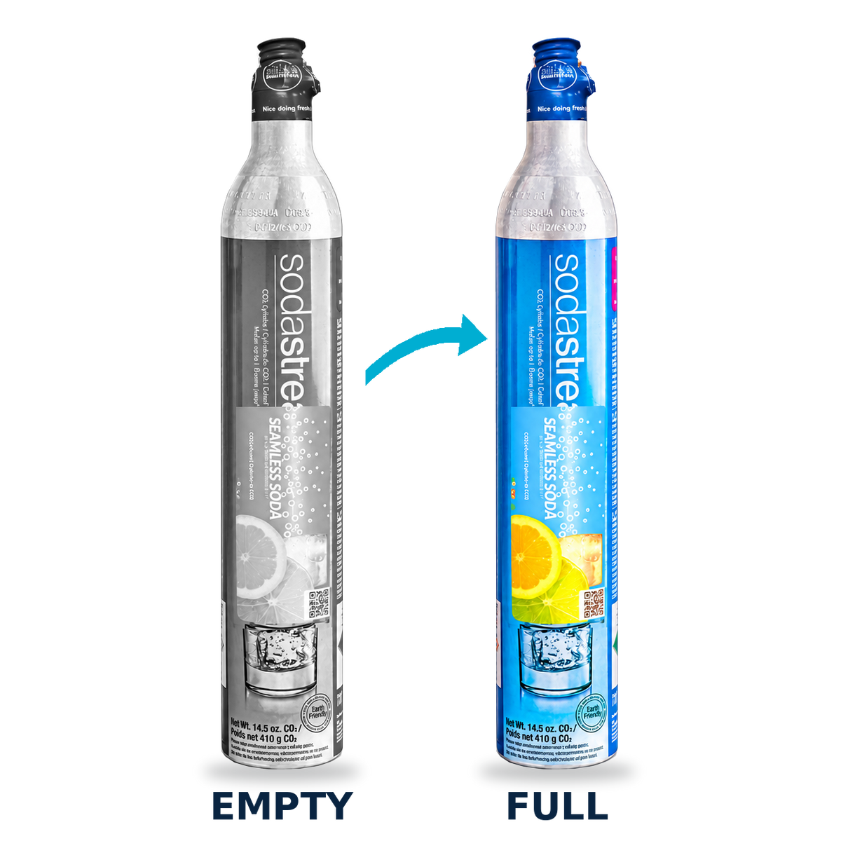 Seamless Soda TWIST cylinder exchange, matching empty and full cylinders