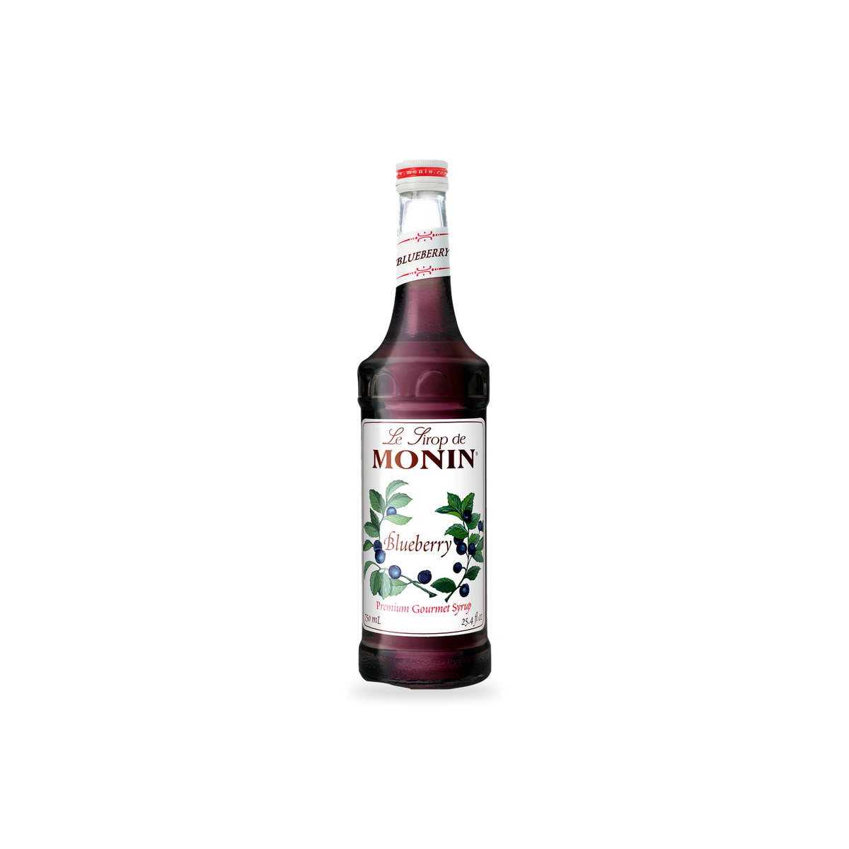 Monin Blueberry syrup 750 mL bottle on a transparent background with a subtle base shadow