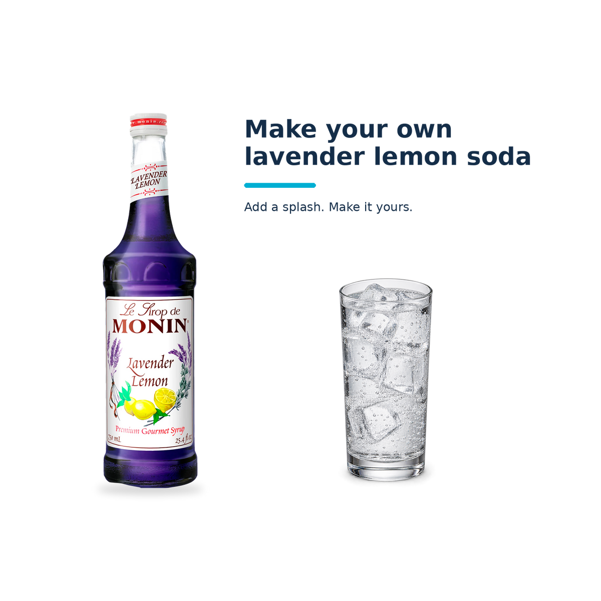Monin Lavender Lemon syrup with a serving illustration