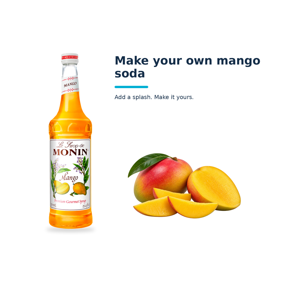 Monin Mango syrup with a serving illustration