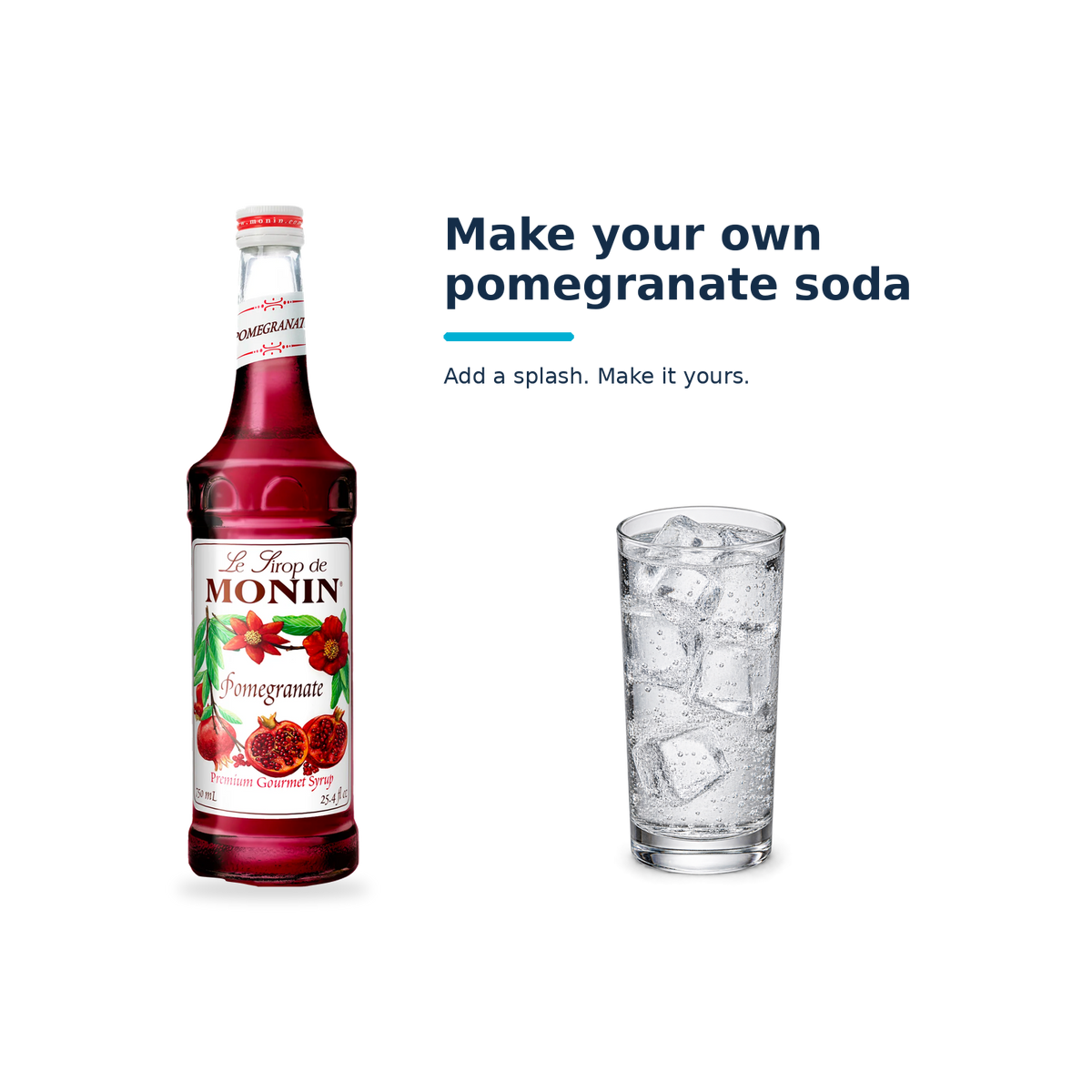 Monin Pomegranate syrup with a serving illustration