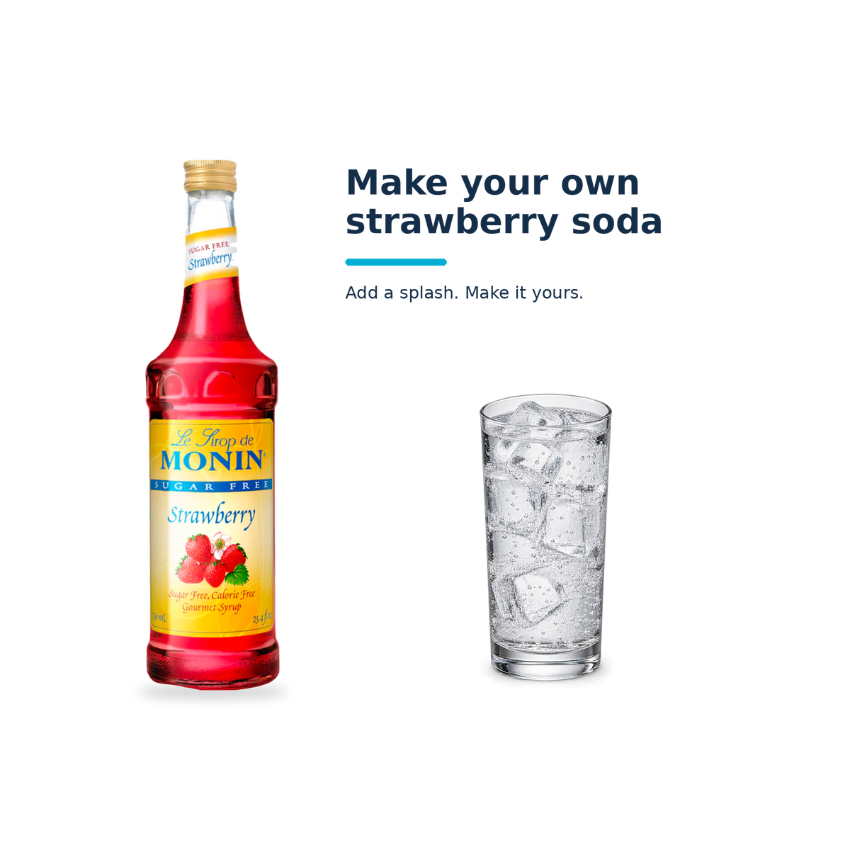 Monin Sugar Free Strawberry syrup with a serving illustration