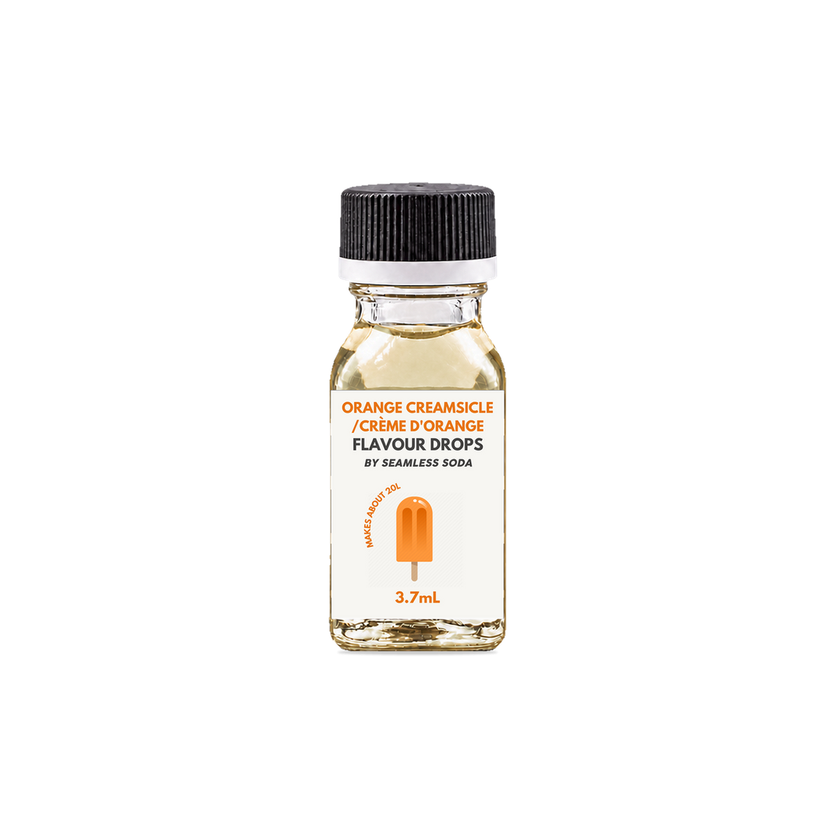 Seamless Soda Orange Cream Flavour Drops, 3.7 mL white-label bottle