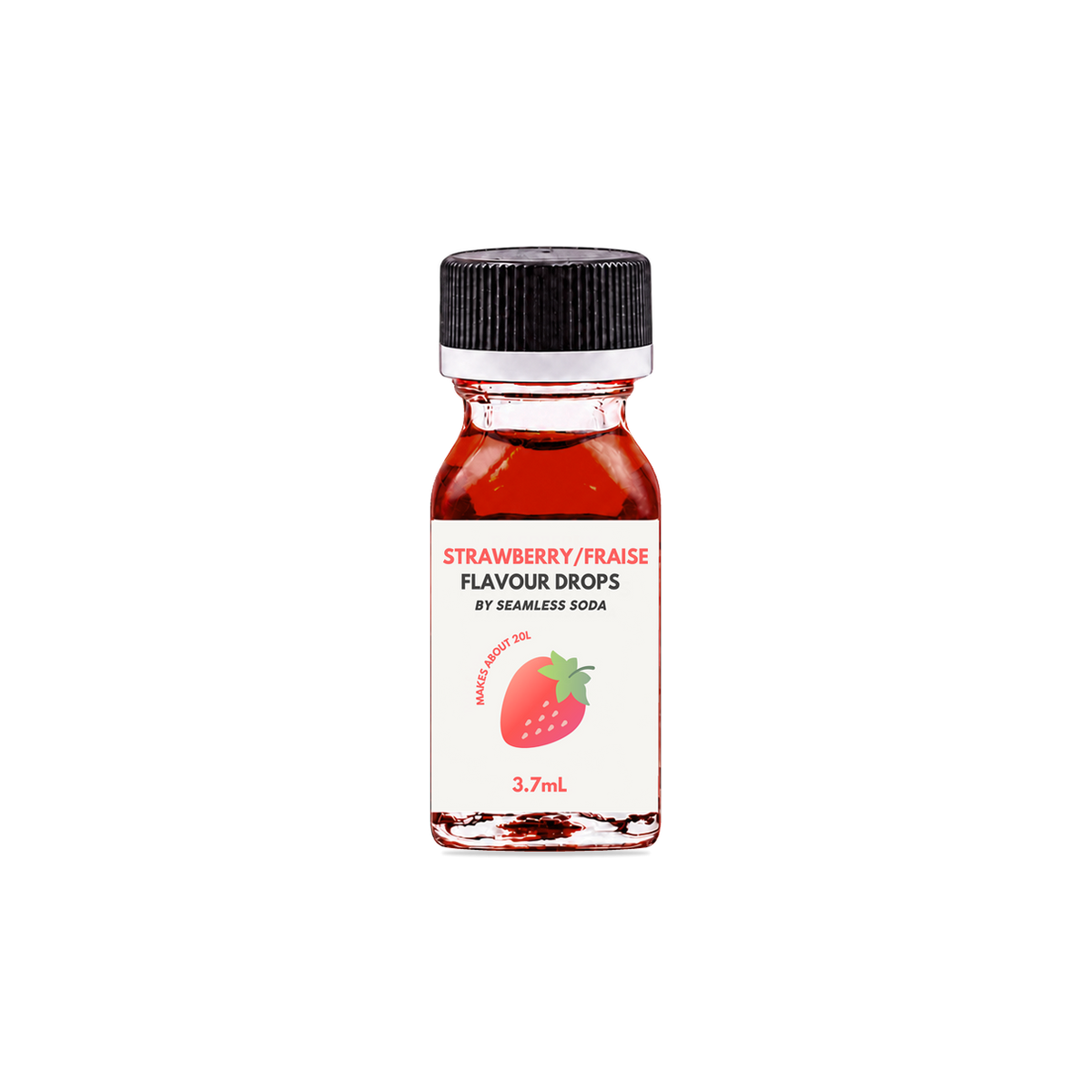 Seamless Soda Strawberry Flavour Drops, 3.7 mL white-label bottle