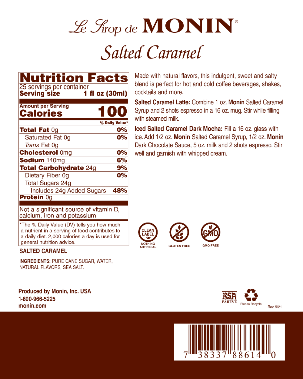 Salted Caramel Syrup - 750ML