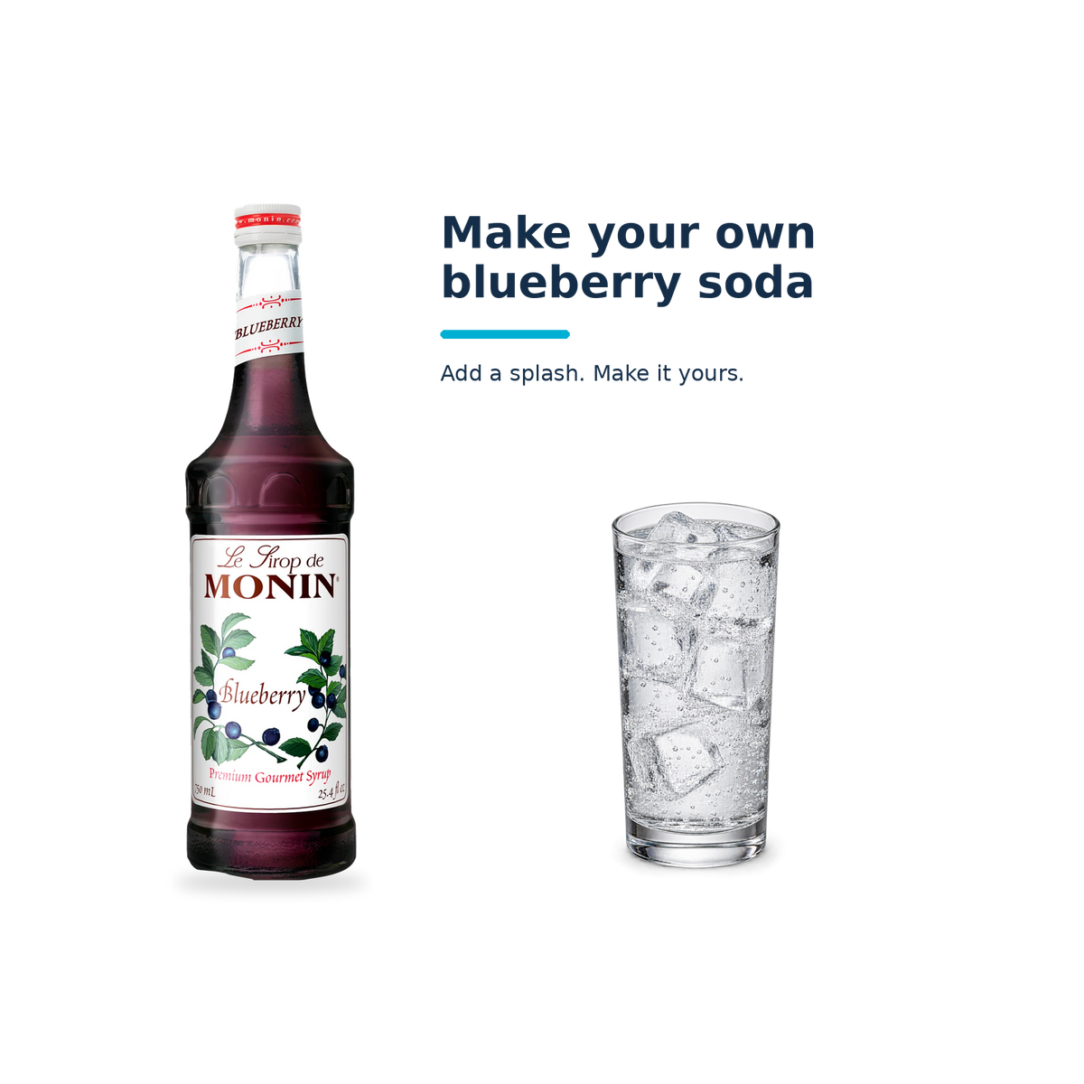 Monin Blueberry syrup with a serving illustration