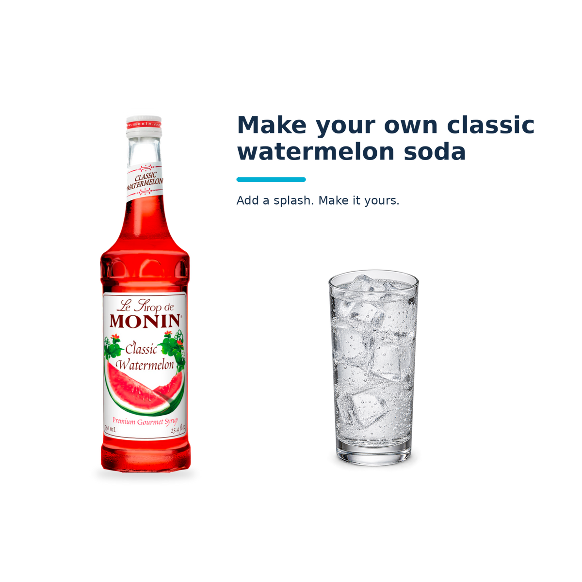 Monin Classic Watermelon syrup with a serving illustration