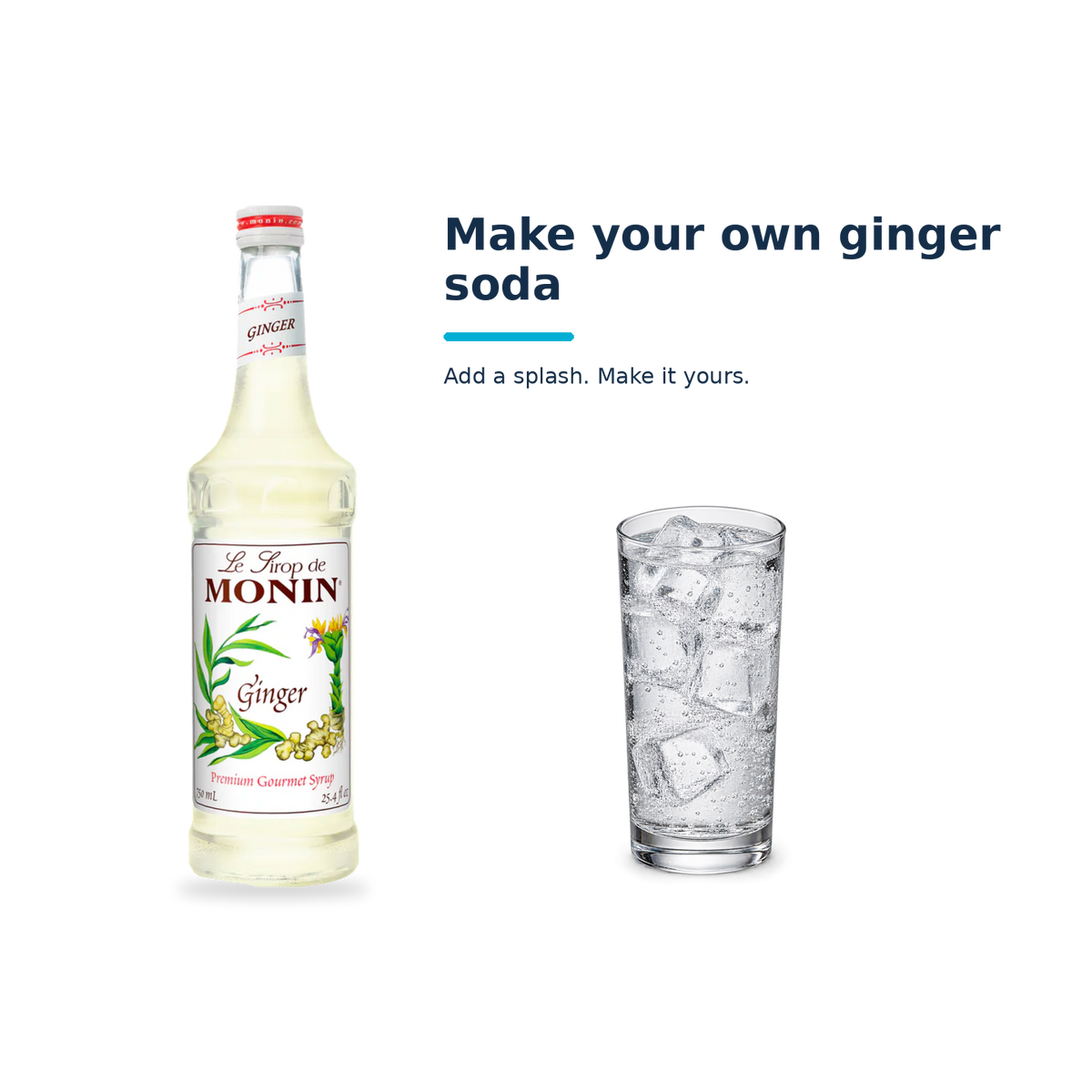 Monin Ginger syrup with a serving illustration