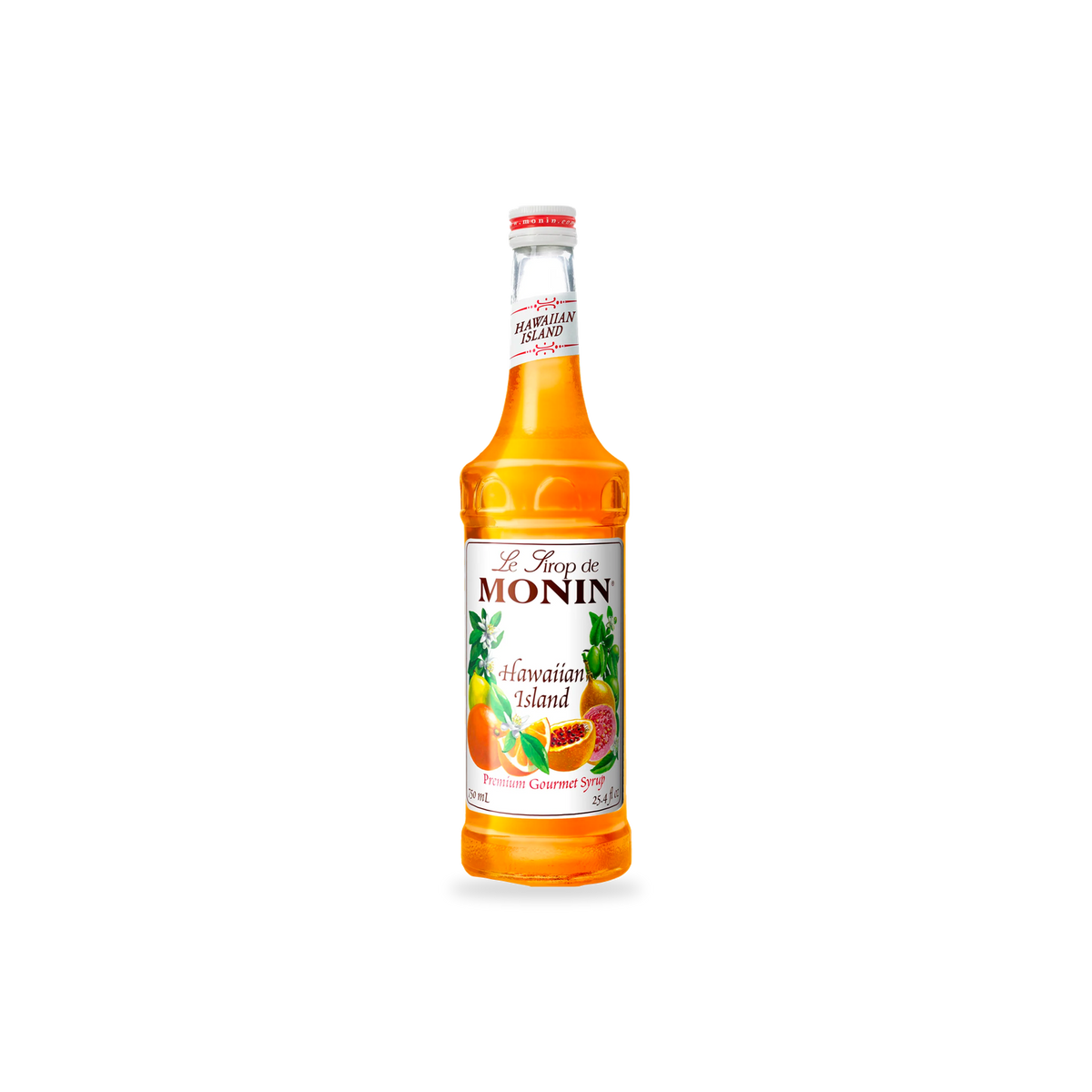 Monin Hawaiian Island syrup 750 mL bottle on a transparent background with a subtle base shadow