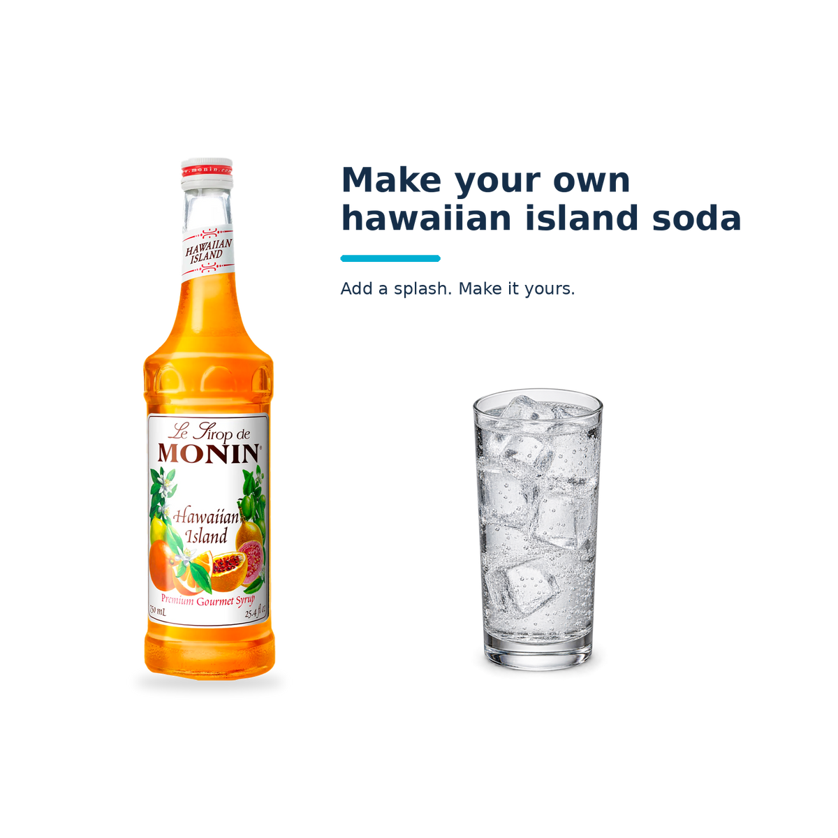 Monin Hawaiian Island syrup with a serving illustration