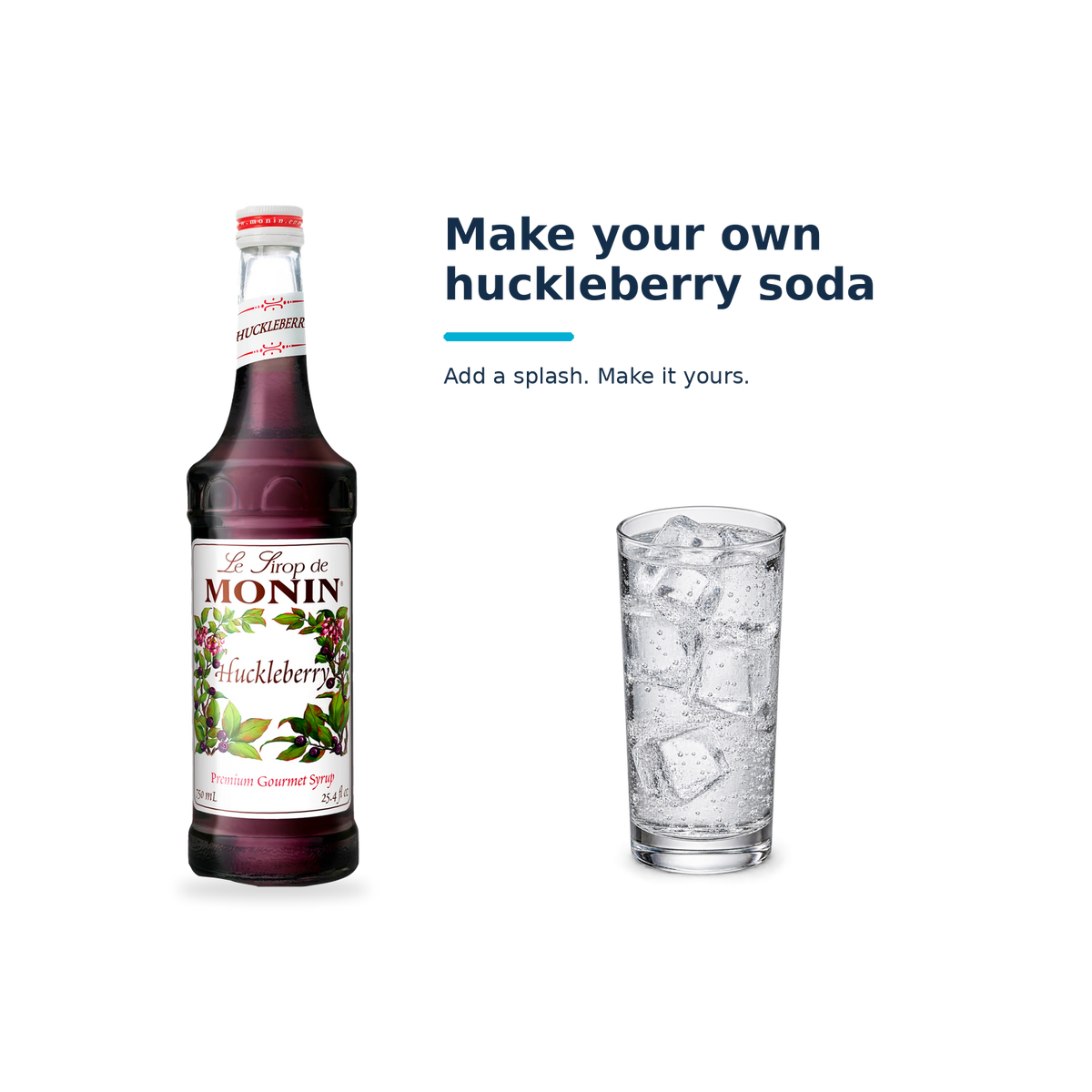 Monin Huckleberry syrup with a serving illustration