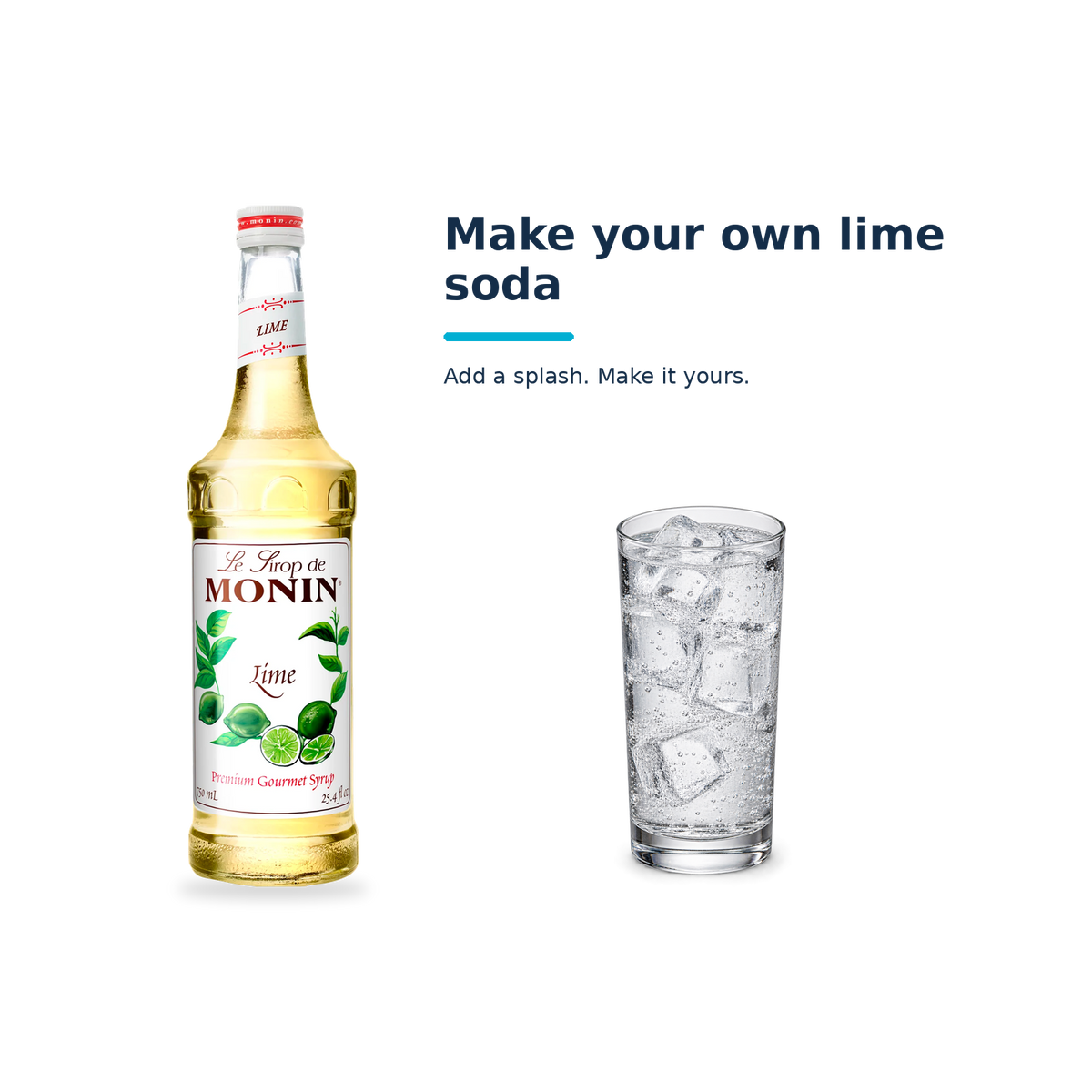 Monin Lime syrup with a serving illustration