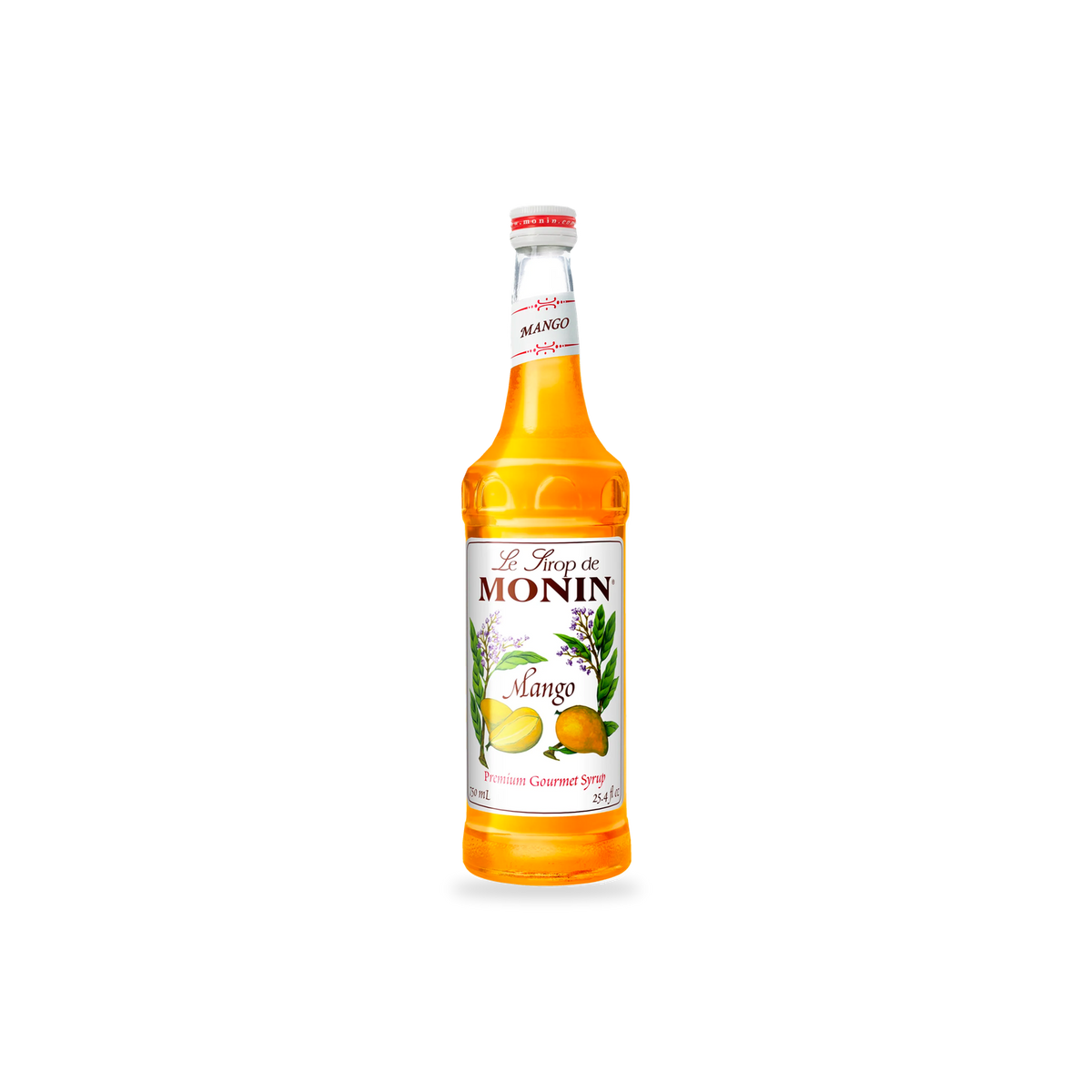 Monin Mango syrup 750 mL bottle on a transparent background with a subtle base shadow