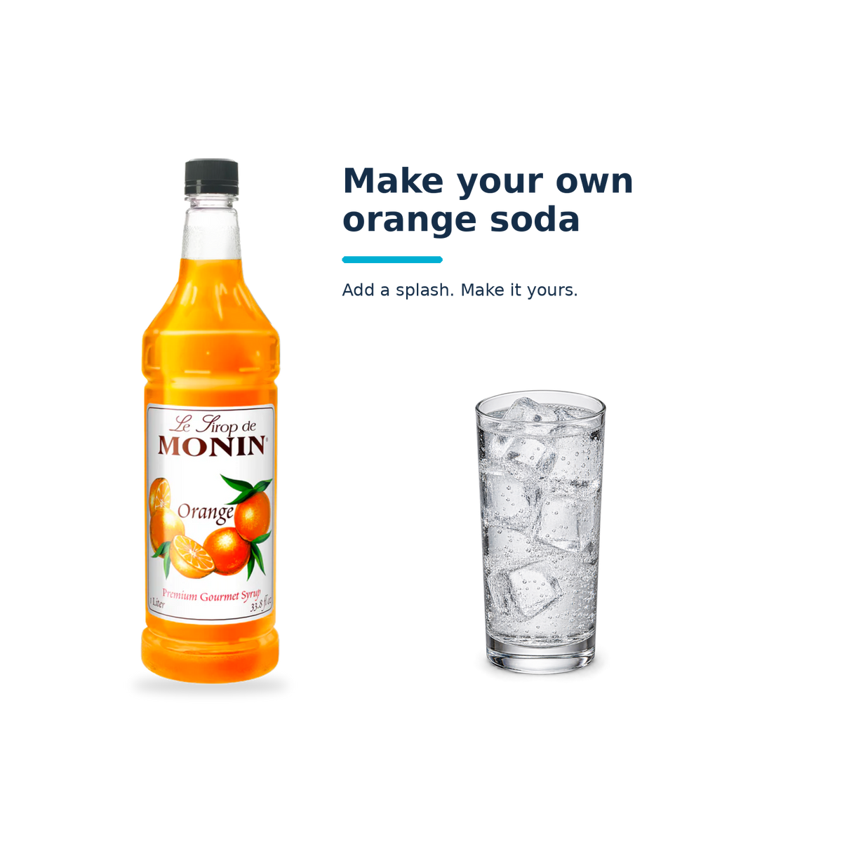 Monin Orange syrup with a serving illustration
