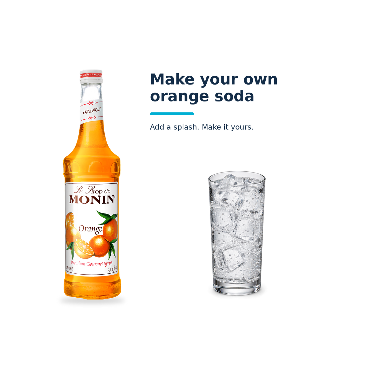 Monin Orange syrup with a serving illustration