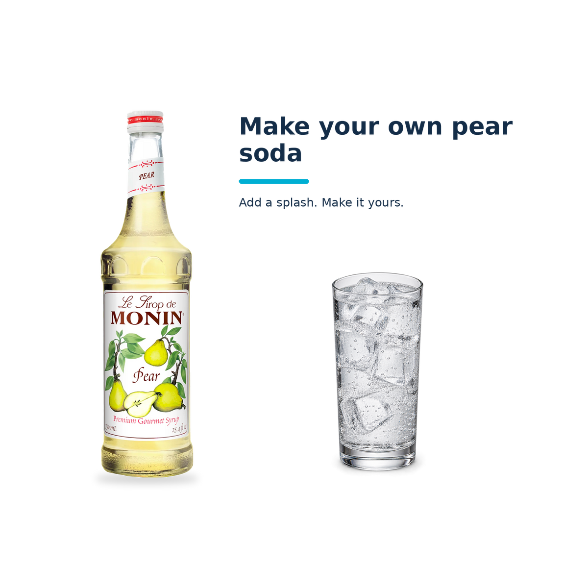 Monin Pear syrup with a serving illustration