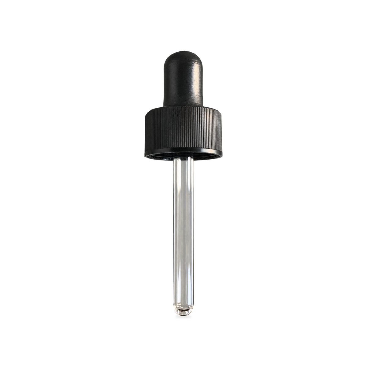 Seamless Soda black screw-on flavour-drop dropper with clear pipette, shown upright