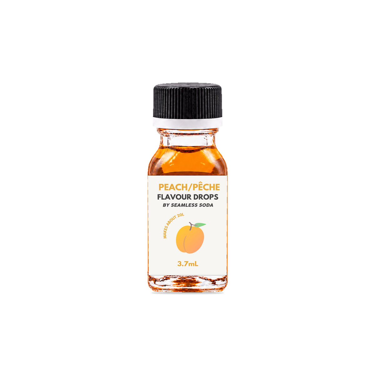 Seamless Soda Peach Flavour Drops, 3.7 mL white-label bottle
