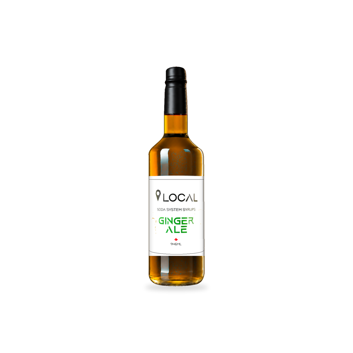 Simps LOCAL Ginger Ale syrup 946 mL bottle on a transparent background with a subtle base shadow