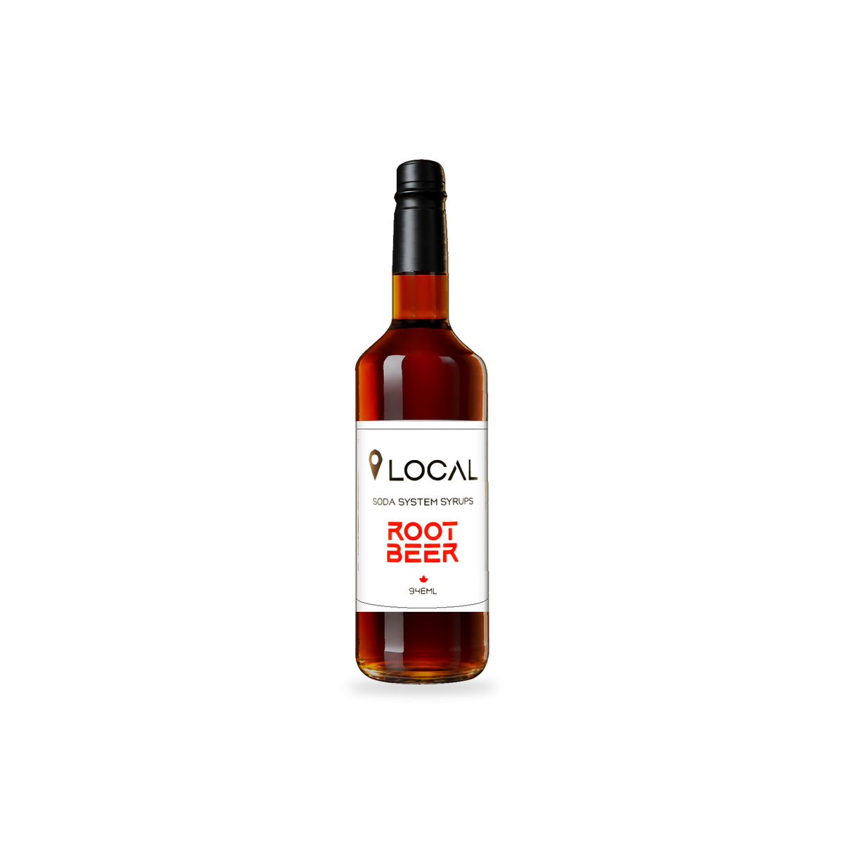 Simps LOCAL Root Beer syrup 946 mL bottle on a transparent background with a subtle base shadow