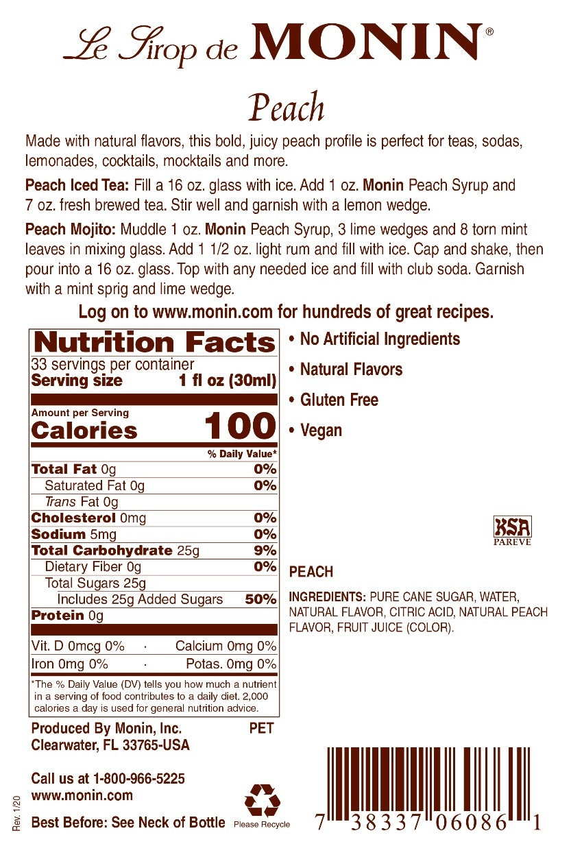 Peach Syrup - 750ML